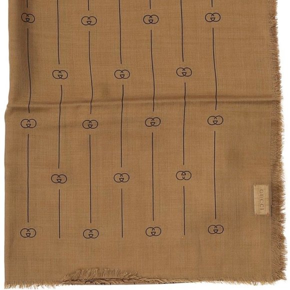 Gucci GG Thin Striped Scarf in Beige NEW W TAGS - Picture 2 of 6